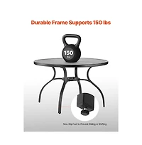 Sugift Outdoor Patio Dining Round Table Metal Steel Slat Patio Table