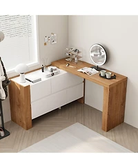 Homsee L-Shaped Desk with Storage - Adjustable Corner Computer Desk | Office Desk with Drawers