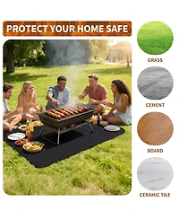 Xo 65" x 48" Double-Sided Fireproof Under Grill Mat, Waterproof Oil Resistant Bbq Deck Protector Pad for Indoor Outdoor Patio
