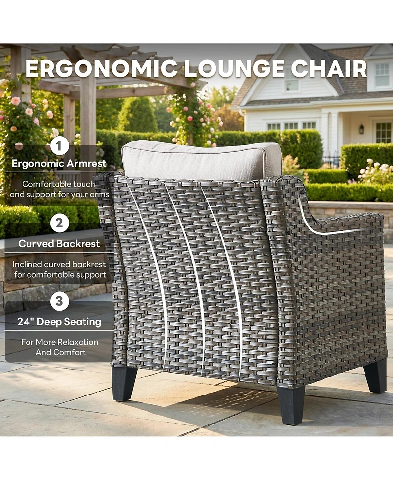 Pocassy 2 Pieces Patio Furniture Set, Outdoor Wicker Chairs of 2, All Weather High Back Rattan with Comfy Cushions for Porch Deck
