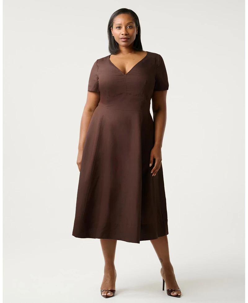 Estelle Women's Akira Linen Blend V-Neck Midi Dress