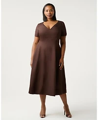 Estelle Women's Akira Linen Blend V-Neck Midi Dress