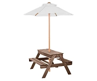 Sugift Kids Picnic Table 3-in-1 Wooden Bench Set with Sand Water Basin Umbrella