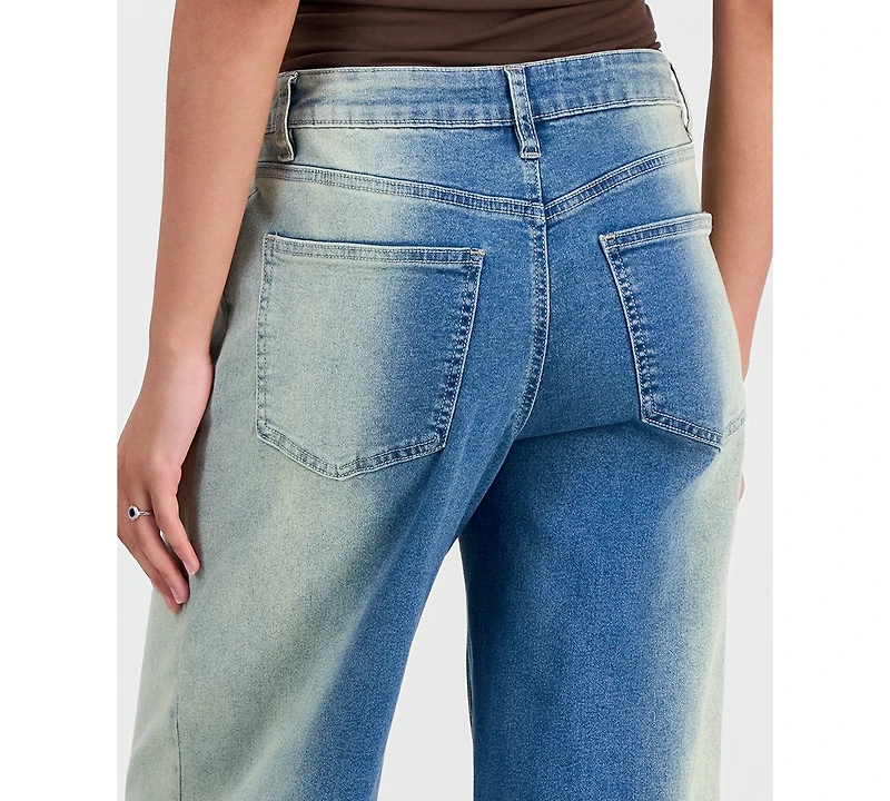 Madden Girl Juniors' Ultra 90s Wide-Leg Ombre Jeans