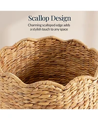 Best Choice Products Scalloped Large Round Laundry Hamper, Handwoven Laundry Basket and Organizer