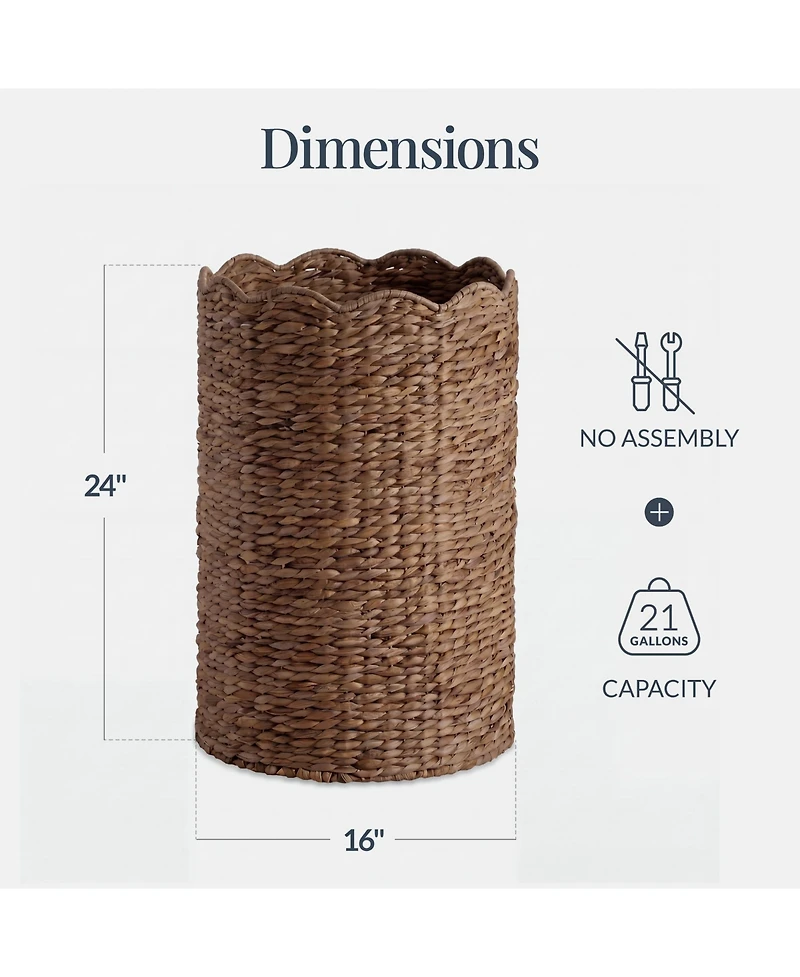 Best Choice Products Scalloped Large Round Laundry Hamper, Handwoven Basket and Organizer