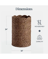 Best Choice Products Scalloped Large Round Laundry Hamper, Handwoven Basket and Organizer