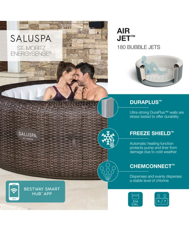 Bestway Coleman St Moritz Hot Tub with SaluSpa Seat and Headrest Pillows