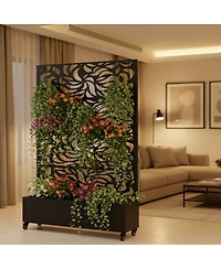Streamdale Furniture 70.87" Leaf Pattern Privacy Screen with Planter Box