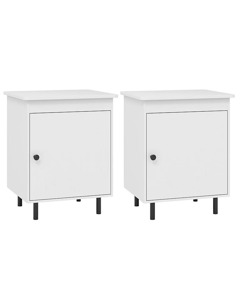 Slickblue Set of 2 Bedroom Nightstand in Mid-Century Design with Storage Door