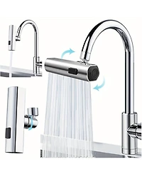 Phying 360 Degree Swivel Touch Controlled Waterfall Faucet 3 in 1 Large Kitchen Sink Extender Modern Contemporary Zinc Alloy Faucet with Chrome Finish