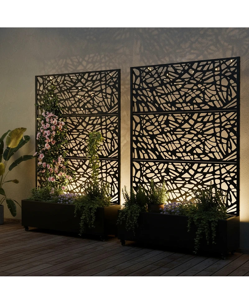 Streamdale Furniture 70.87" Leaf Pattern Privacy Screen with Planter Box