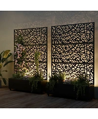 Streamdale Furniture 70.87" Leaf Pattern Privacy Screen with Planter Box