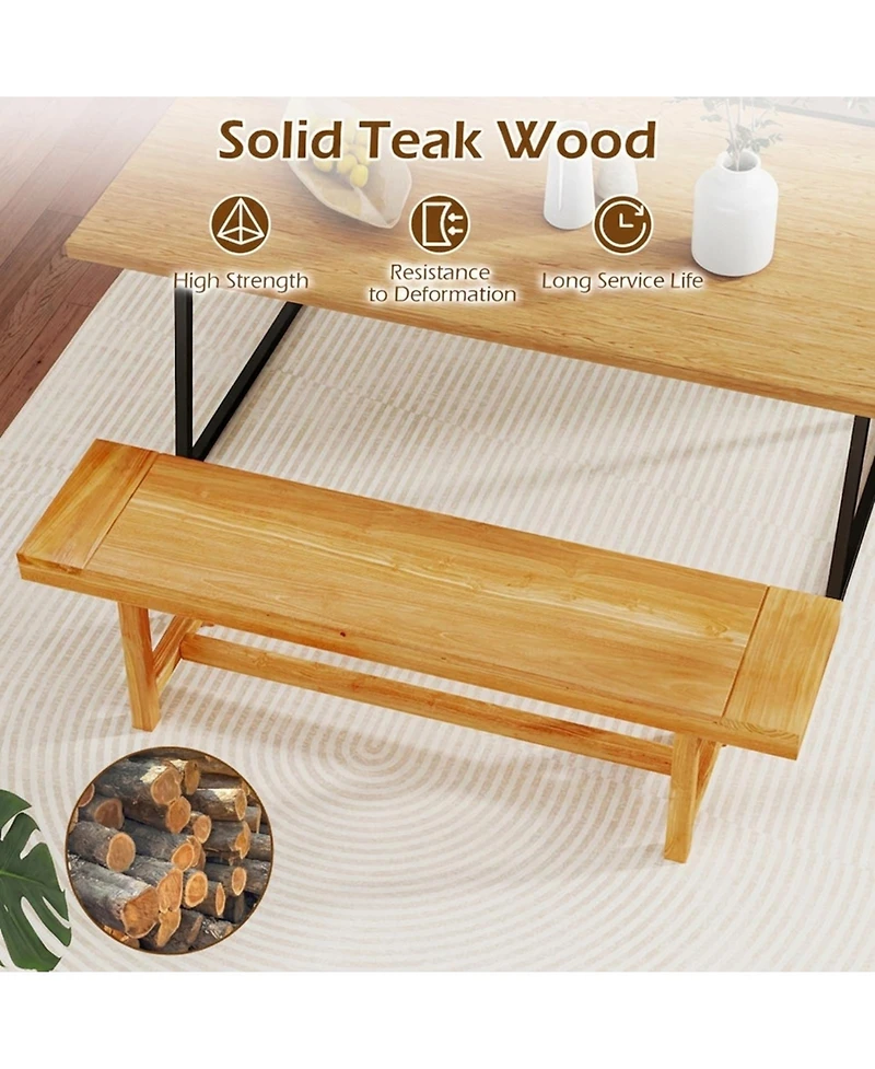Gouun 63 in Solid Teak Wood Bench for up to 3 People