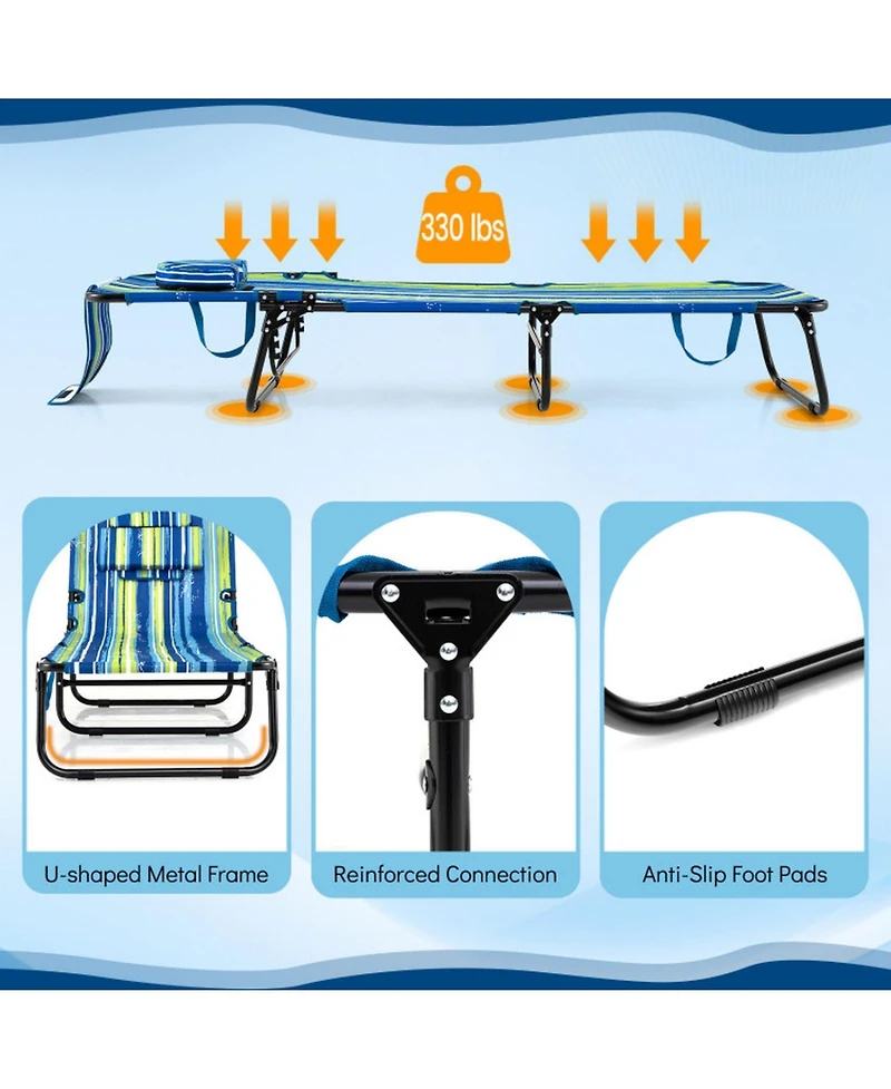 Gouun Folding Face-Down Tanning Chair with 3 Removable Pillows