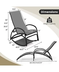 Gouun 2-in-1 Outdoor Rocking and Lounge Chair with 4-Position Backrest