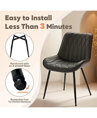 homfan Dining Chairs Set of 4, Modern Upholstered Dining Room Chairs with Thick Cushions, Faux Leather Seats and Metal Legs
