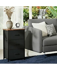 homfan Slim 3-Drawer Dresser with Removable Fabric Bins, Modern Wood Grain Storage Chest for Bedroom, Closet, Entryway