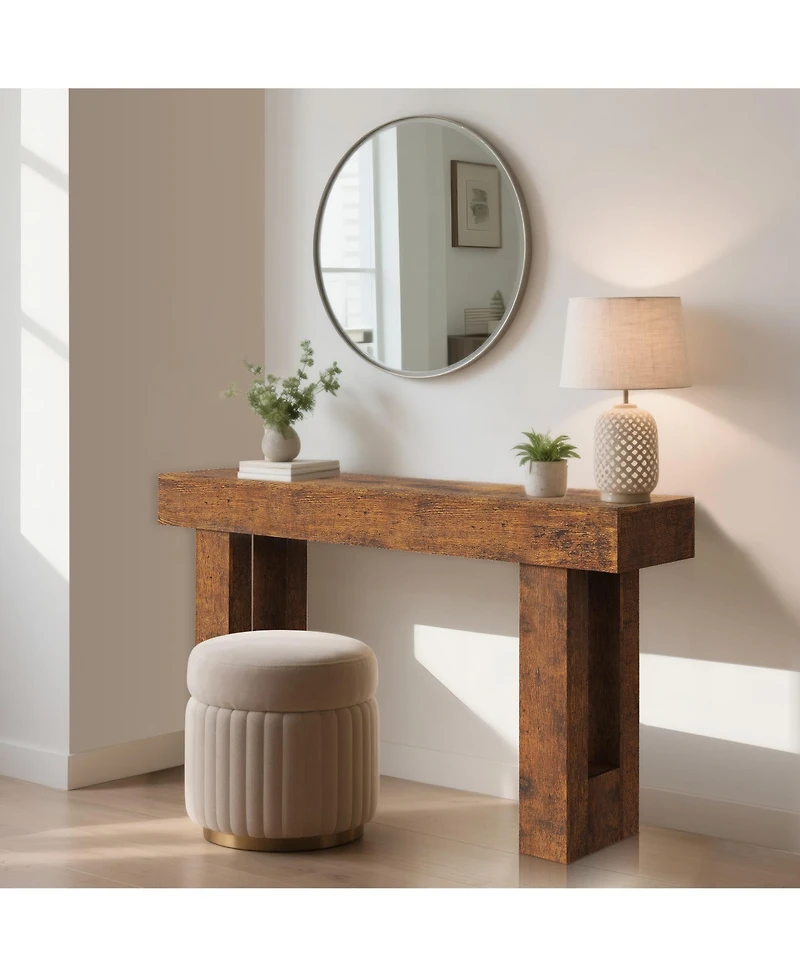 homfan 63" Farmhouse Console Table with Storage Shelf, Entryway Sofa Table for Behind Couch or Hallway