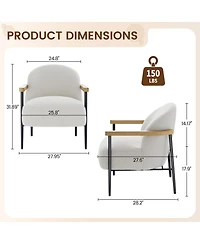 homfan Comfy Modern Accent Chair Set, Soft Fabric Upholstered Armchairs with Wood Arms, Ergonomic Oversized Support, Ideal for Living Room, Office