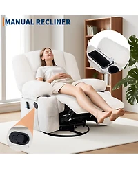 homfan Manual Swivel Recliner Chair with 360degree(s) Rocker Glider, Vibration Massage and Heat, Chenille Lounge for Living Room, Bedroom