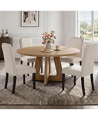 homfan 5-Piece Round Dining Table Set with 4 Chairs, 47.2" Space-Saving Kitchen Table for 4-6, Natural Table and chair