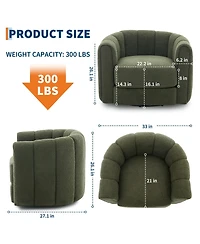 homfan Modern 360 degrees Swivel Barrel Accent Chair Set of 2 Soft Stuffed Fabric Striped Backrest Lounge Chair for Living Room Bedroom Reading Nook