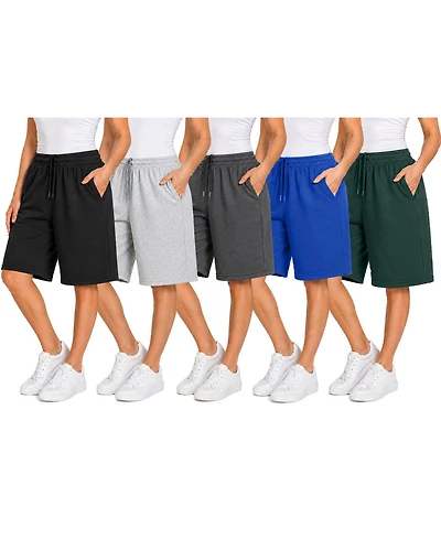 Blue Ice Women's Loose Fit Cotton Blend Lounge Shorts- 5-Pack
