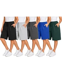 Blue Ice Women's Loose Fit Cotton Blend Lounge Shorts- 5-Pack