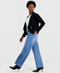 I.n.c. International Concepts Petite High-Waisted Wide-Leg Relaxed-Fit Jeans, 29" Inseam, Macy's Exclusive