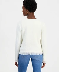 I.n.c. International Concepts Petite Frayed Button Down Textured-Knit Cardigan, Macy's Exclusive