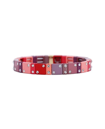The Lovery Mauve Domino Stretch Bracelet 14K Gold-Plated Over Brass millimeters