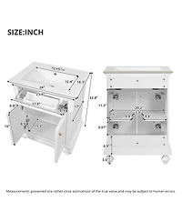 Busdays 24 Inch Modern Bathroom Vanity with Tip Out Drawer Soft Close Hinges Back Open Structure Ball Turned Legs French Elegance