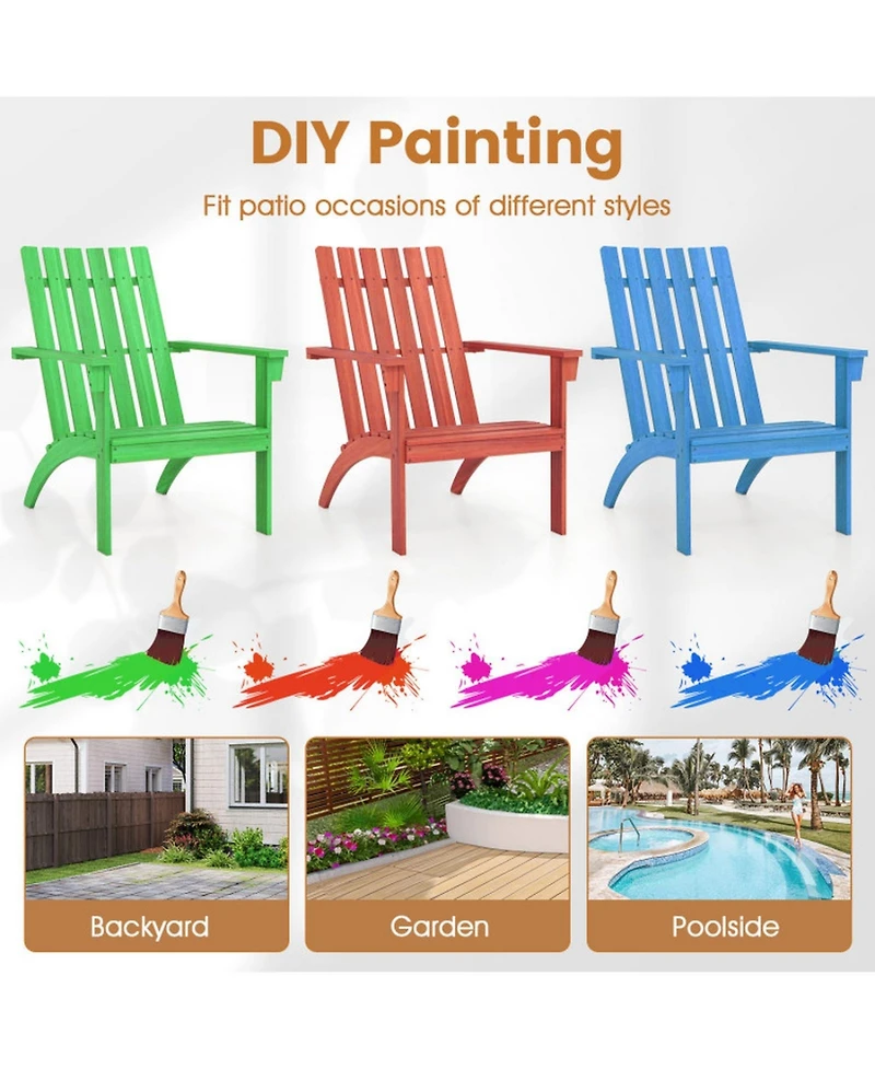 Sugift Acacia Wood Adirondack Chair with 100-Degree Backrest and Deep Curved Seat