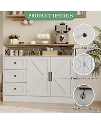 homfan Drawer 2-Door Sideboard Buffet Cabinet, Engineered Wood Storage Console Table for Dining Room Living Room Kitchen