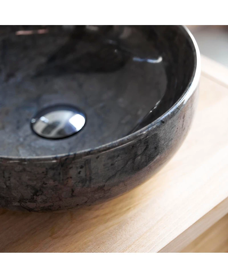 Tikamoon Pia round dark marble basin