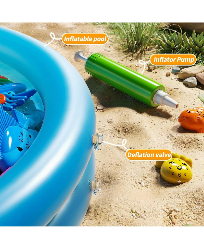 Gnuadz Fishing Game Pool Toy with Rod Net Floating Fish for Kids
