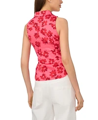 CeCe Women's Sleeveless Polo Button-Down Top
