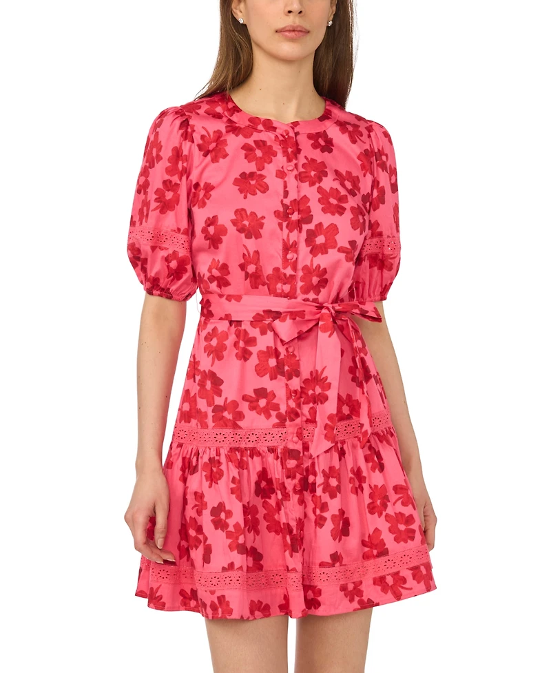 CeCe Women's Printed Crewneck Mini Dress