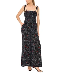 CeCe Women's Square Neck Smocked Bodice Jumpsuit