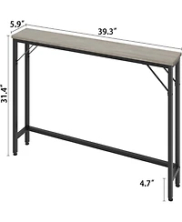 homfan 5.9" Narrow Sofa Table, Skinny Console Table with Storage, Slim Behind Couch Table for Living Room Entryway