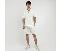 Campus Sutra Men's Ivory White Self-Design Wave Co-Ord Set