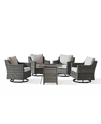Pocassy 5 Piece Patio Furniture Set 30 Inches Fire Pit Table Outdoor Sets Couch Chairs 50000 Btu Propane