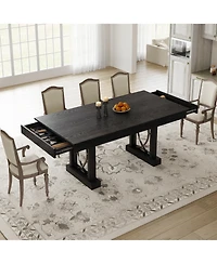 gaomon Kitchen Dining Table for 6-8 with 2 Drawers, Double Pedestal, for Kitchen, Office