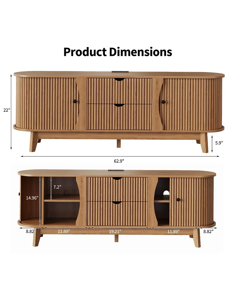 homfan 63" Tv Stand for TVs Up to 70"