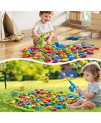 Gnuadz 51 Magnetic Fishing Toy Pool Bathtub Game Rod Net Floating Fish Kids