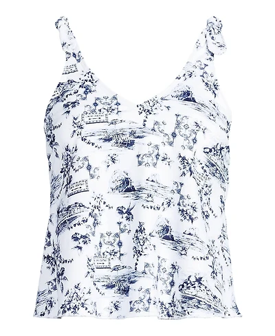 Lands' End Women's D-Cup Tie Shoulder Flutter Tankini Top
