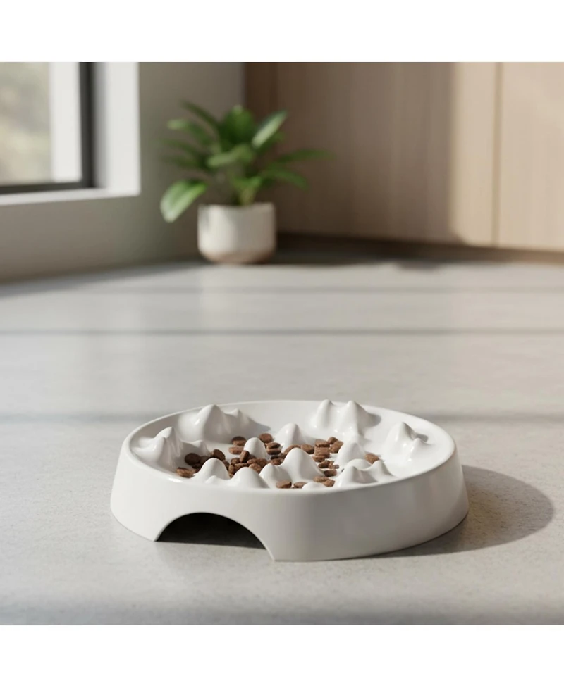 CatGuru Cat Slow Feeder, Set Of Two, Marshmallow