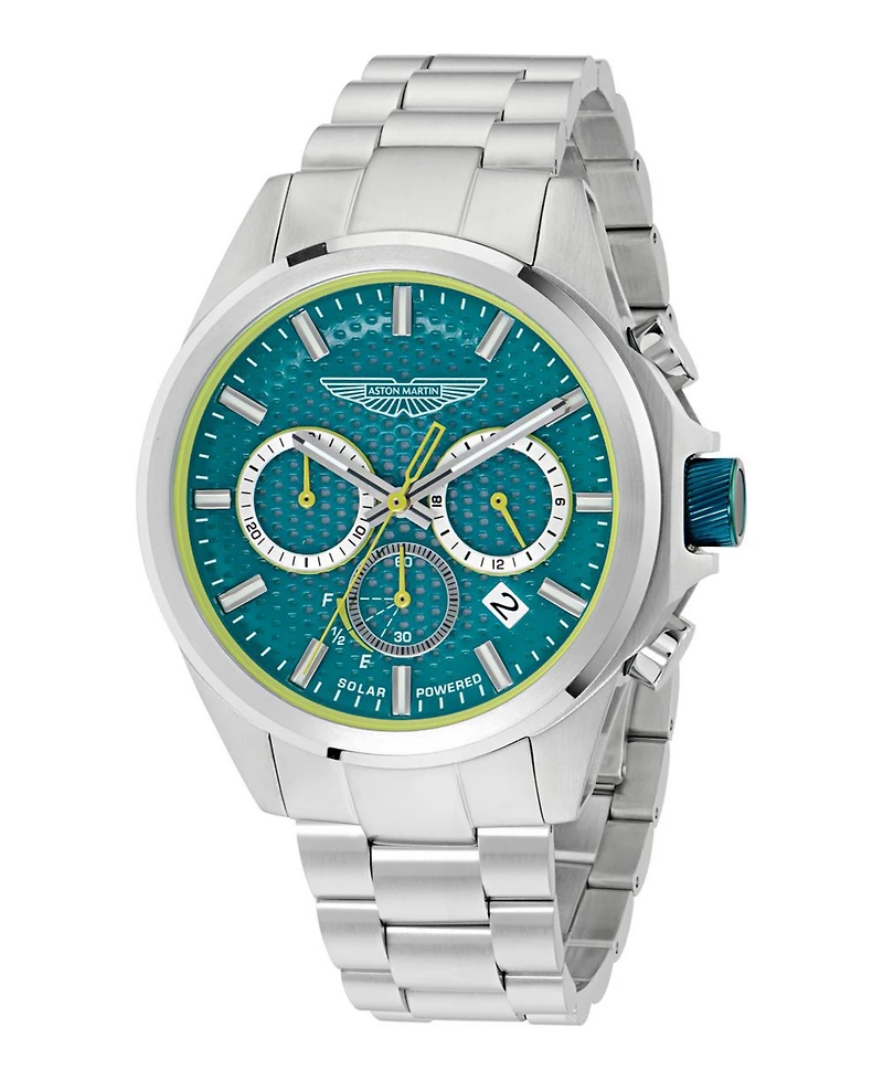 Aston Martin F1 Men's Quartz Blue Guilloche Stainless Steel Bracelet Watch 44mm