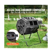Sugift 43 Gallon Dual Chamber Compost Tumbler Rotating Garden Composter